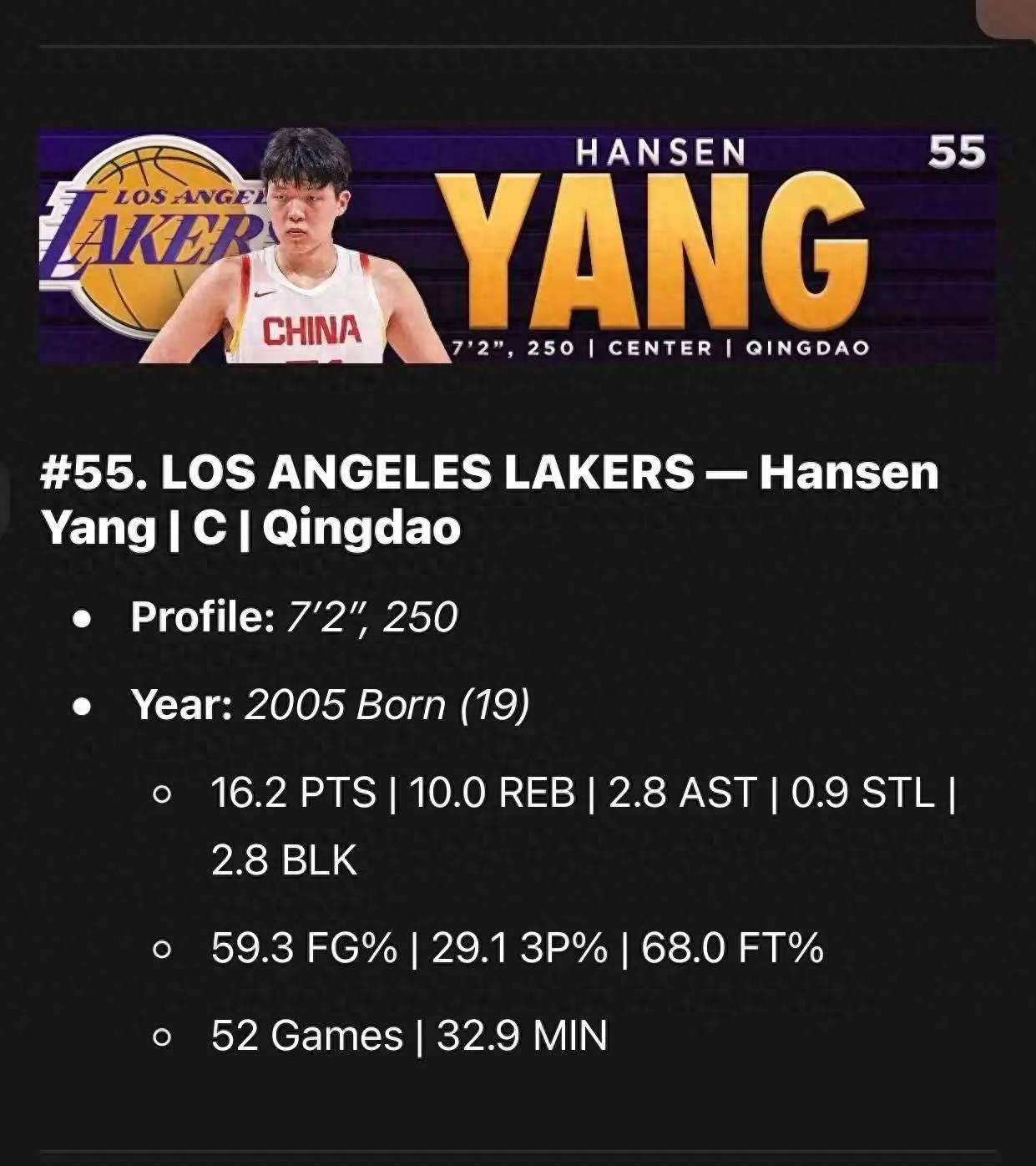 ESPN模拟选秀：弗拉格当选状元杨瀚森33顺位被选中的简单介绍