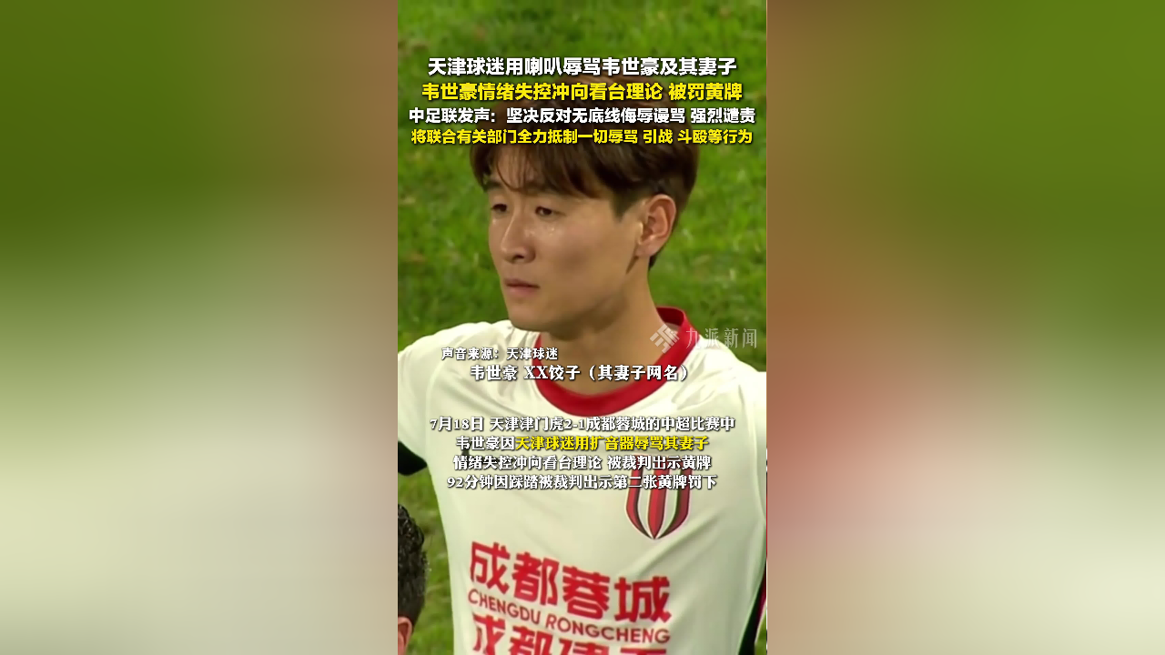 球迷辱骂韦世豪妻子！队友发声：有些看台连做人的底线都没了的简单介绍